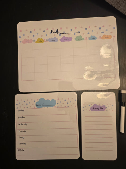 Dry erase Monthly/weekly/ grocery list magnet with marker