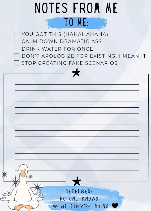Notes From Me to Me Funny Notepad