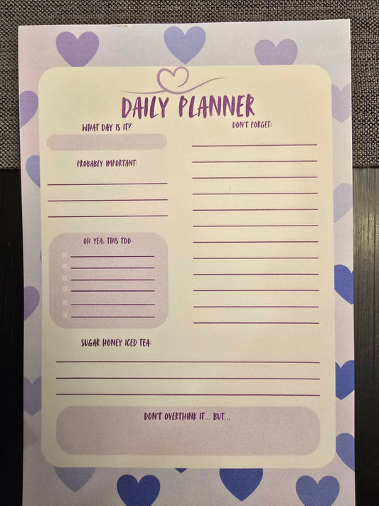 Daily Planner purple hearts
