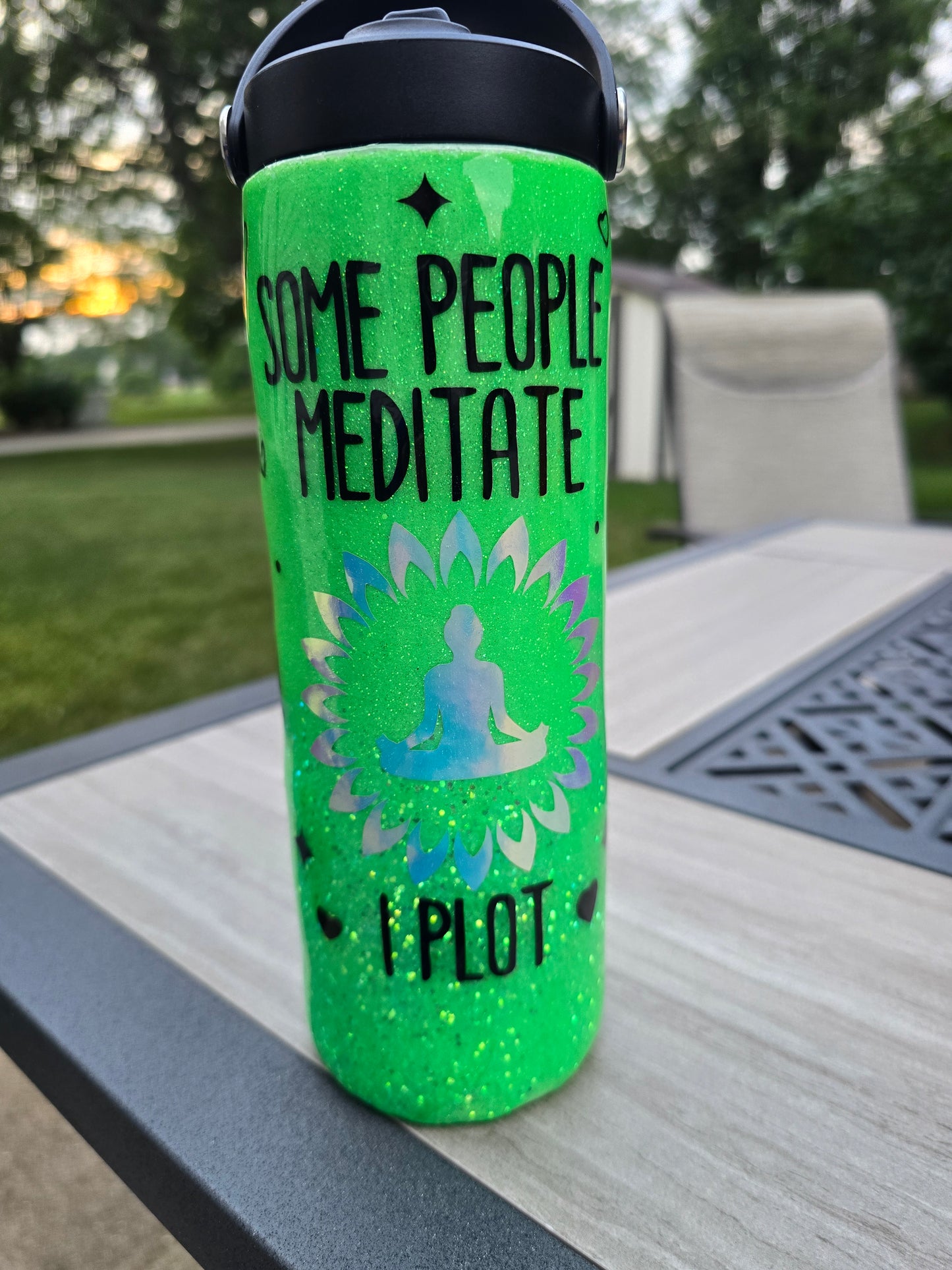 ✨Some People Meditate, I Plot – 20oz Stainless Steel Tumbler✨