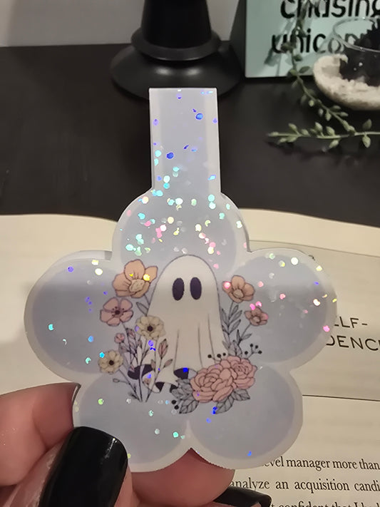 Magnetic Bookmark- Ghost with flowers 💐