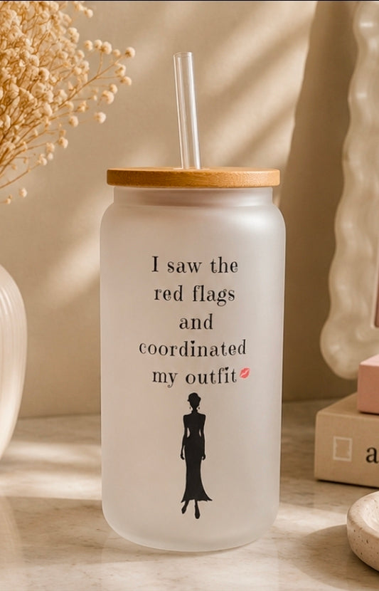 I Saw the Red Flags and Coordinated My Outfit – Frosted Glass Can Cup 🚩💋