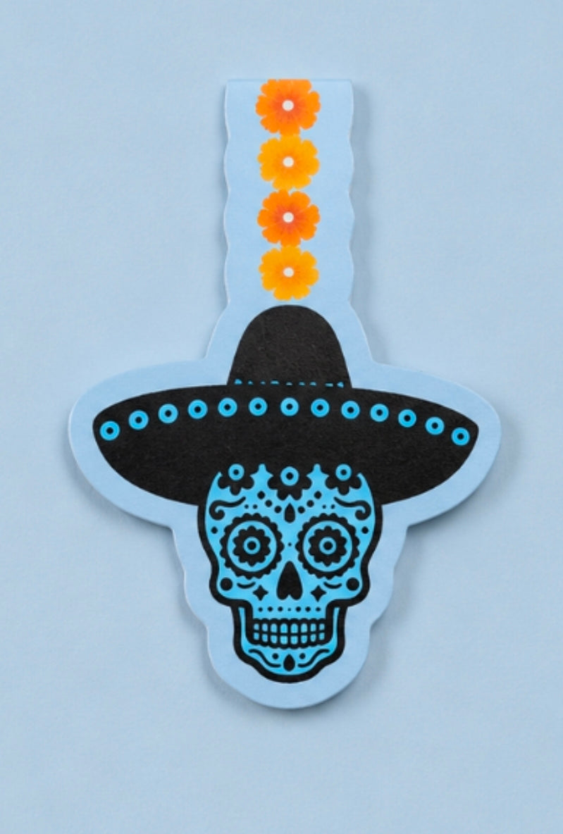 Catrina Magnetic Bookmark | Floral Skull Magnetic Page Marker | Pink or Blue