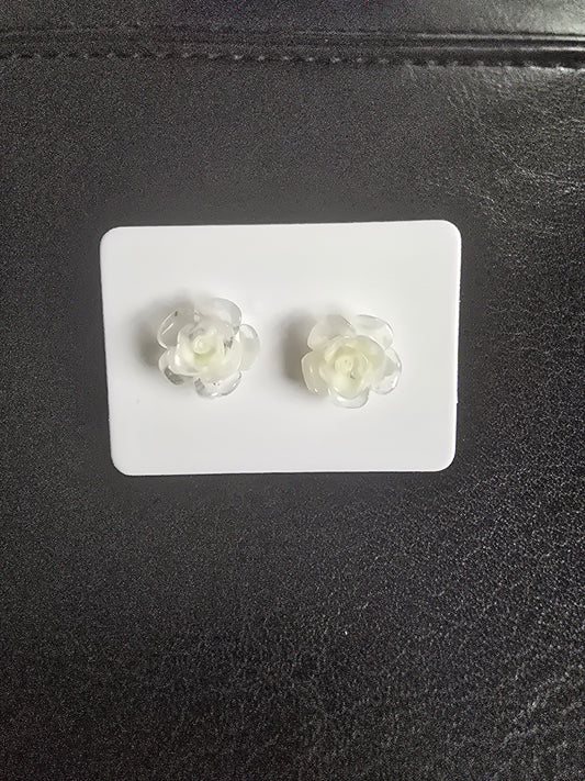 Earrings- Off White Glow in the Dark Flower