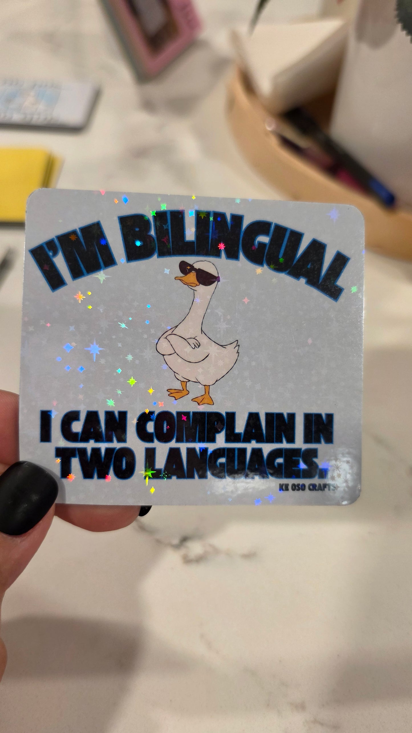 “I’m Bilingual — I Can Complain in Two Languages” 🪿 | Sticker or Magnet