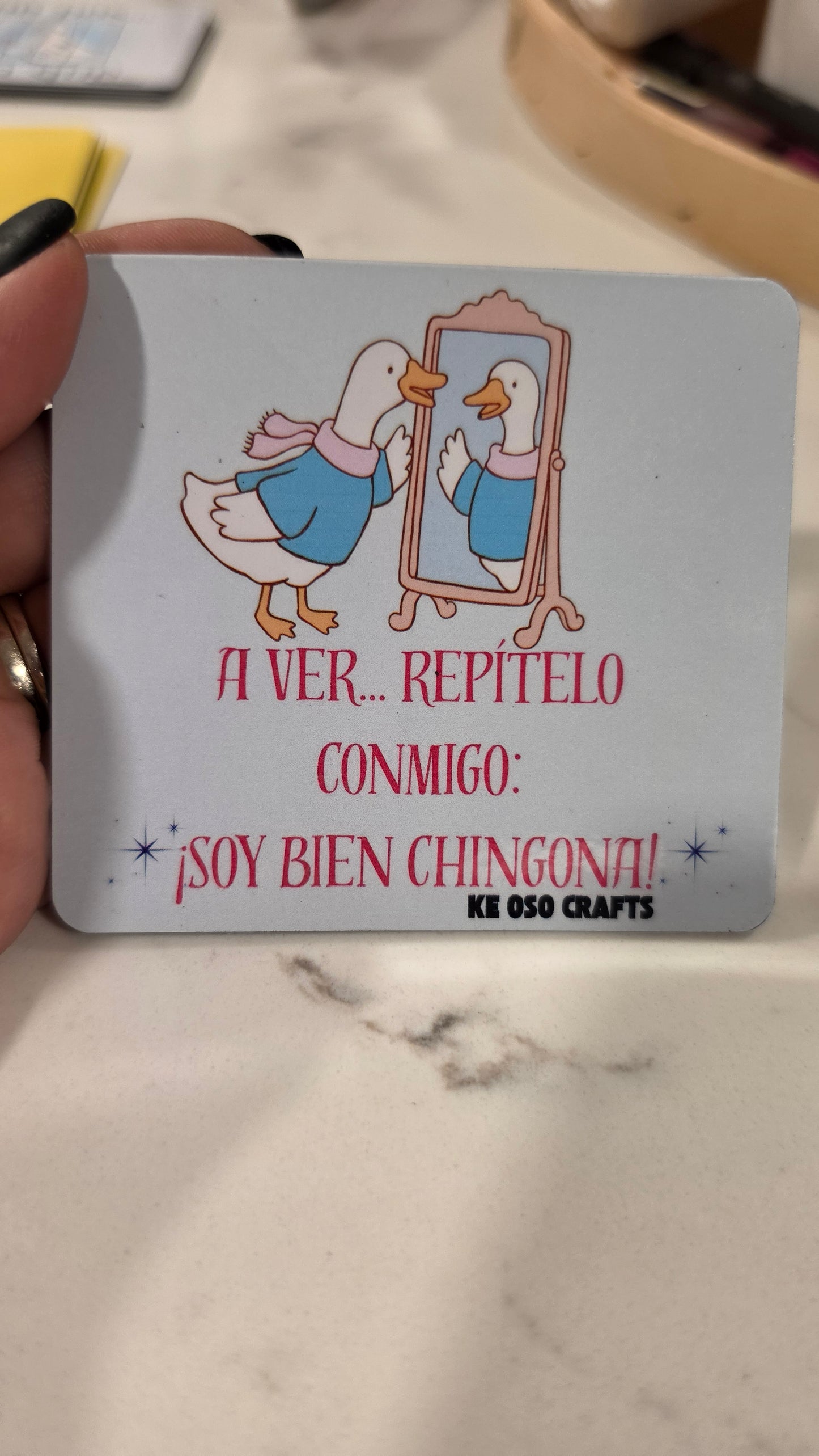 A Ver… Repítelo Conmigo: ¡Soy Bien Chingona! 💅🪞 | Funny Latina Pep Talk Sticker or Magnet