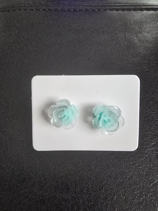Earrings- Teal Glow in the dark flowers