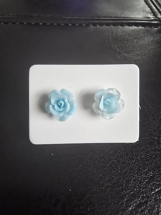 Earrings- Light Blue Glow in the Dark Flower
