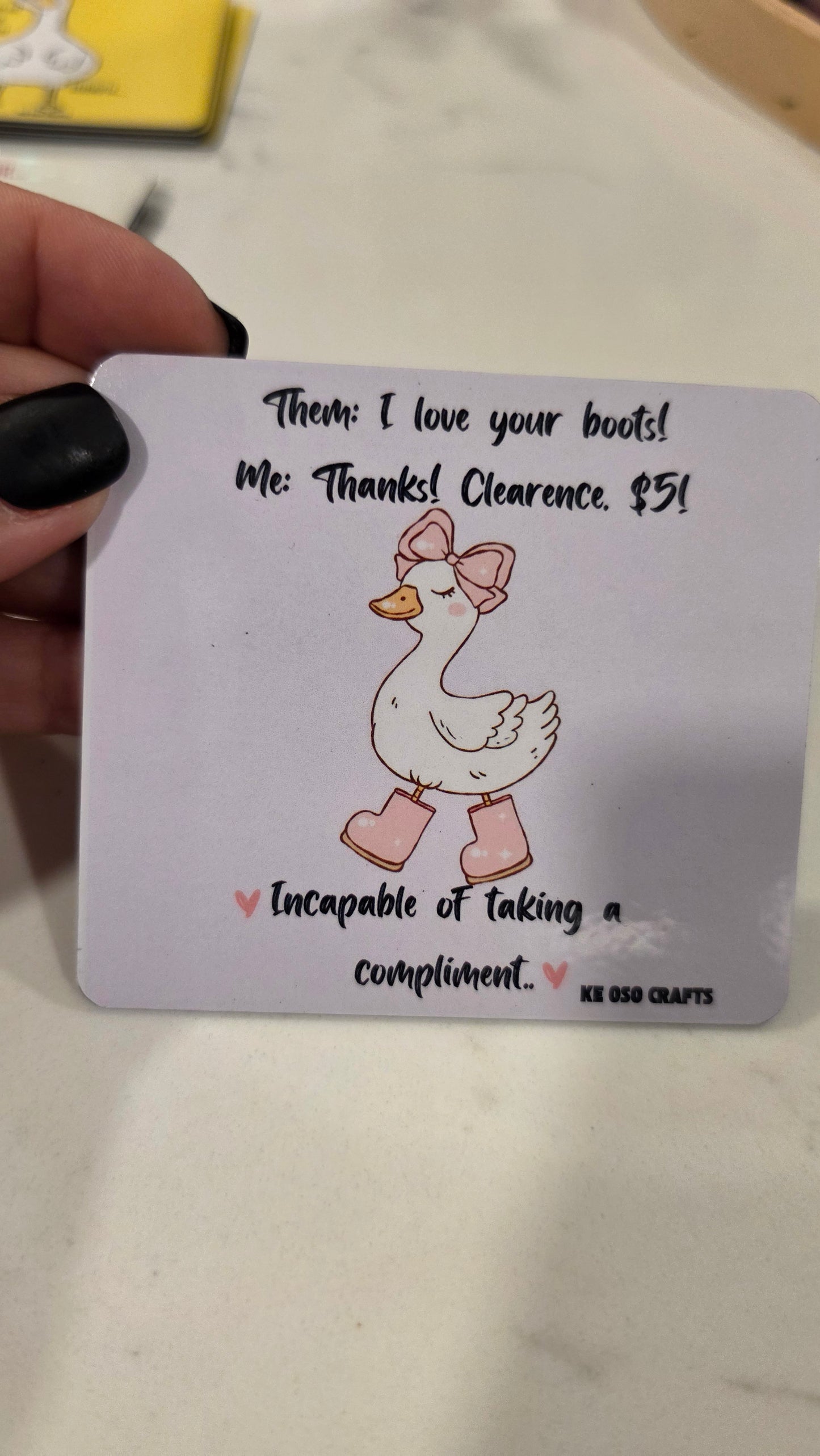 I Love Your Boots! Thanks, Clearance $5! 💕 | Funny Awkward Compliment Sticker or Magnet