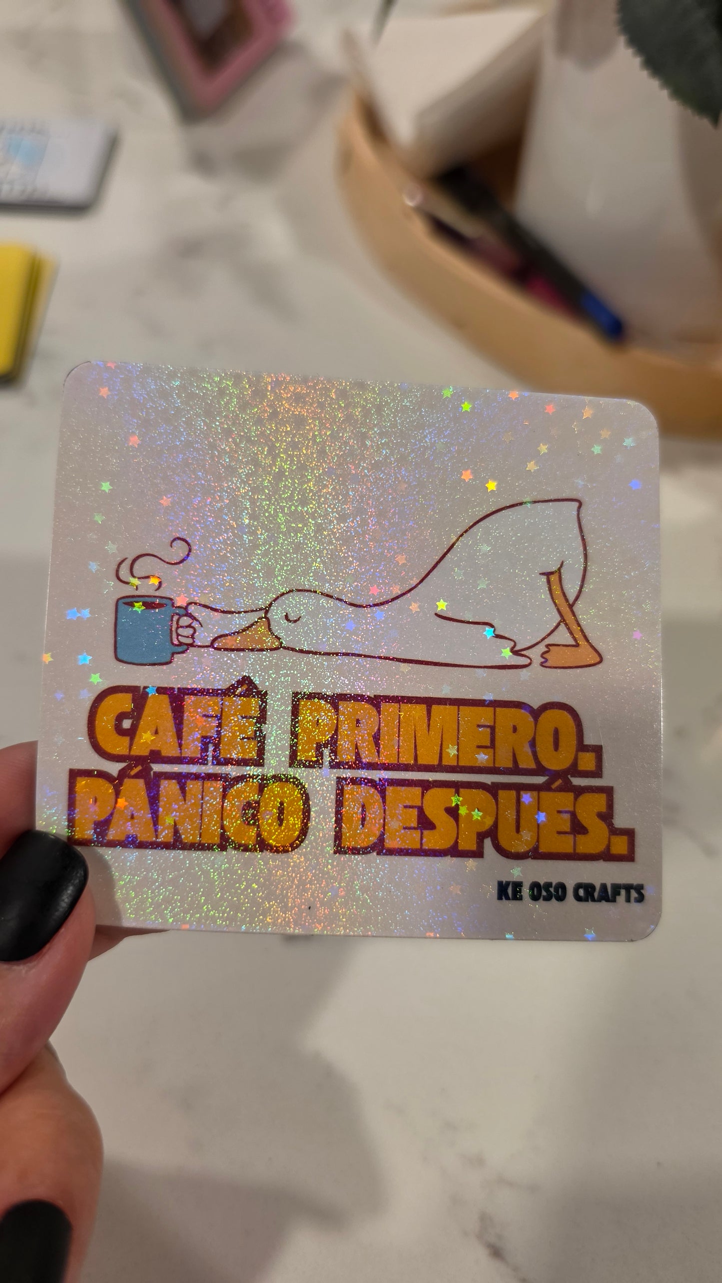 “Café Primero, Pánico Después” ☕😵‍💫 Sticker or Magnet