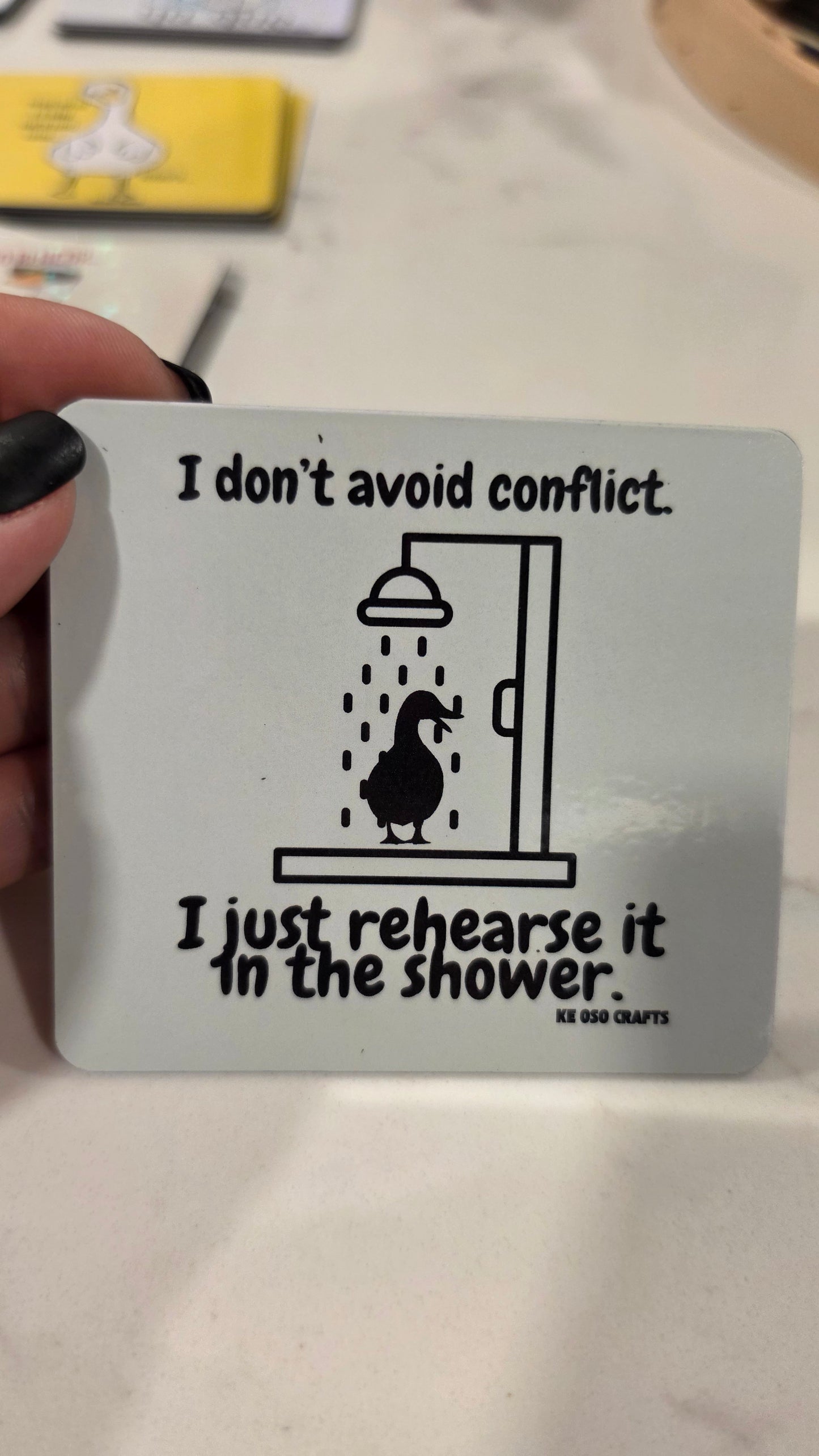 I Don’t Avoid Conflict, I Just Rehearse It in the Shower 😂 | Funny Overthinker Sticker or Magnet
