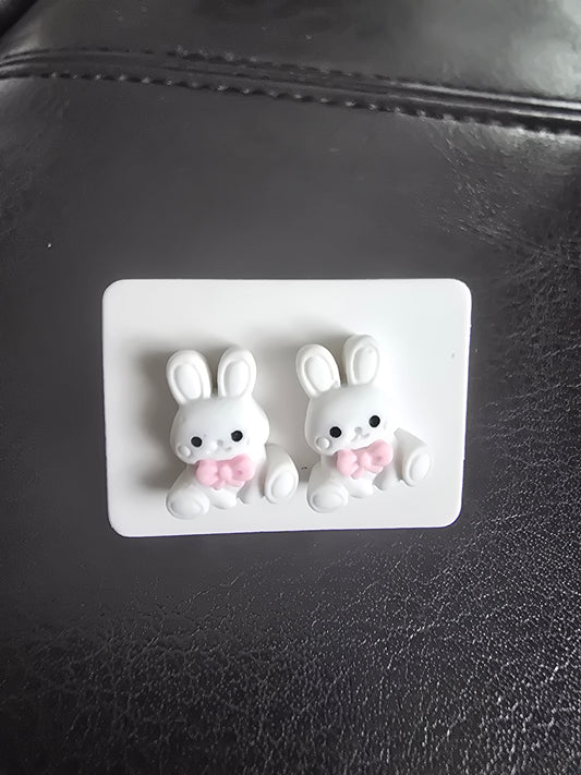 Earrings- White Bunny