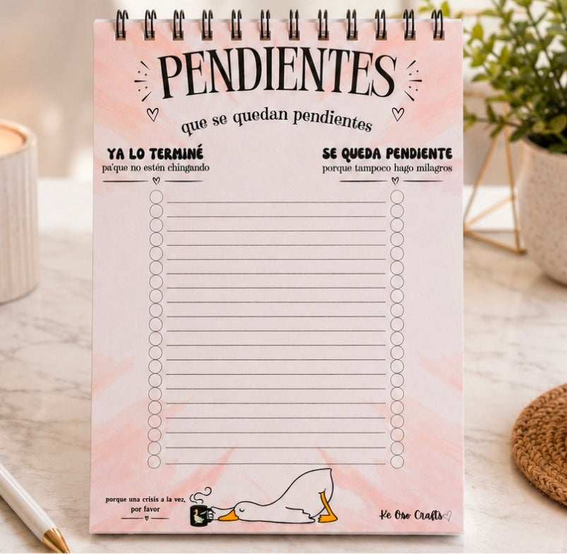 Pendientes Que Se Quedan Pendientes | Libreta de Pendientes con Actitud