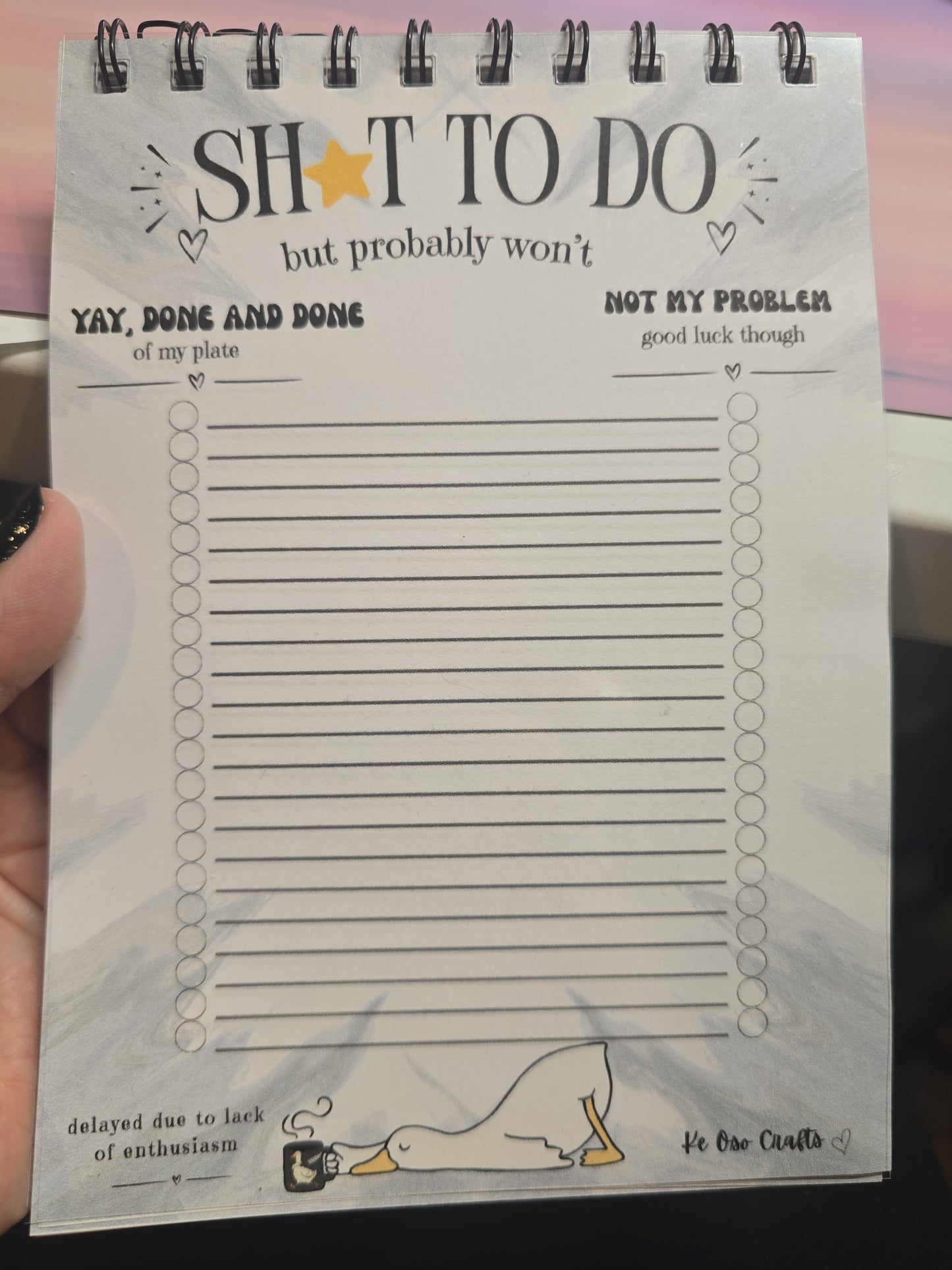 SH*T TO DO (But Probably Won’t) Notepad | Funny To-Do List Pad | Sarcastic Desk Notepad
