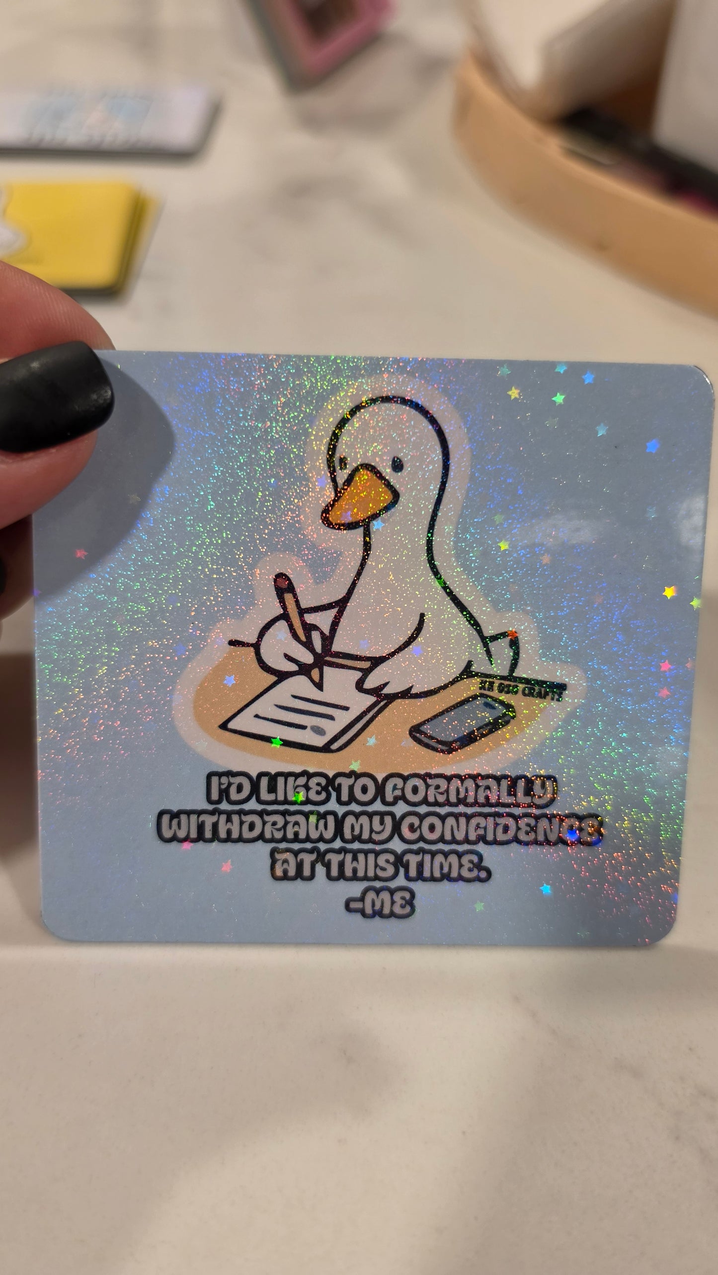 I’d Like to Formally Withdraw My Confidence 📝🪿 | Funny Sticker or Magnet