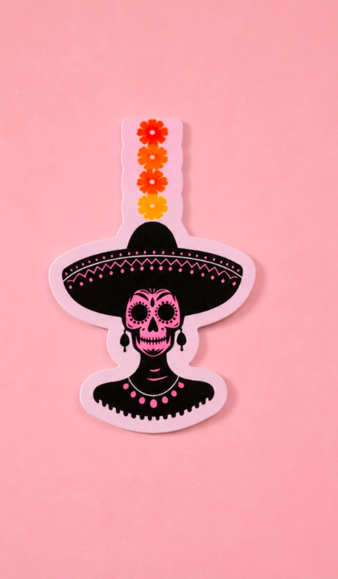 Catrina Magnetic Bookmark | Floral Skull Magnetic Page Marker | Pink or Blue