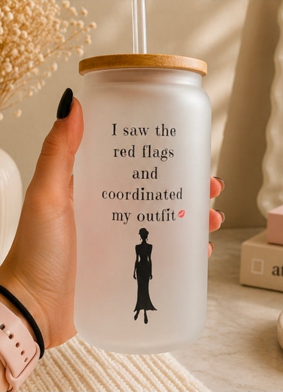 I Saw the Red Flags and Coordinated My Outfit – Frosted Glass Can Cup 🚩💋