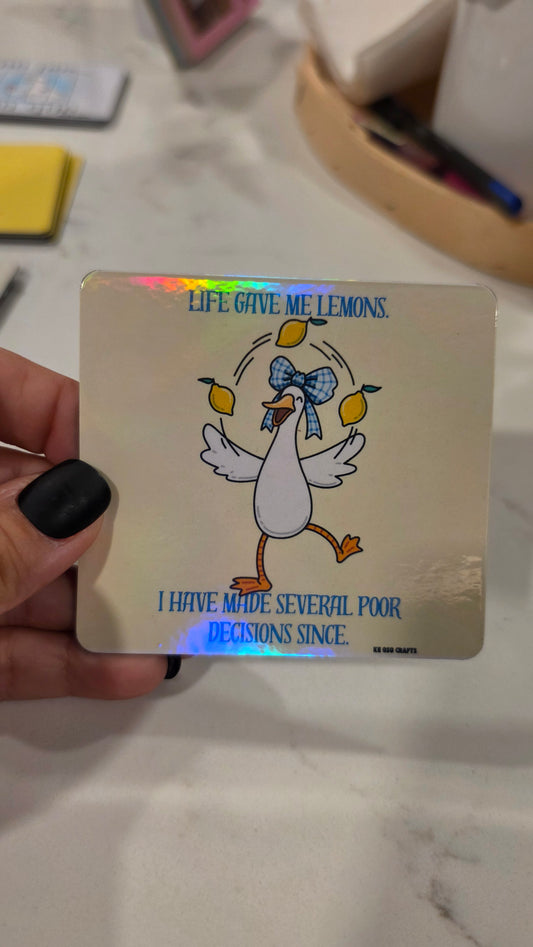 Life Gave Me Lemons… I Made Several Poor Decisions Since 🍋😂 | Funny Sarcastic Sticker or Magnet