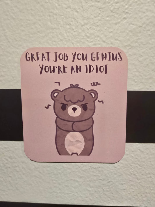 Decorative Magnet- Great Job Genius you're an idiot