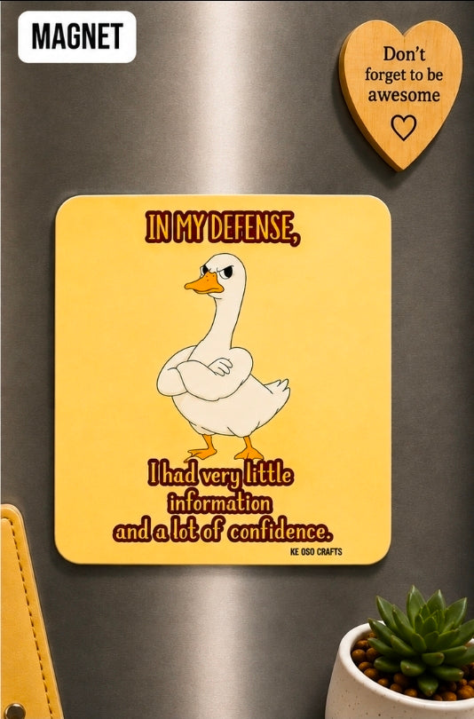In My Defense, I Had Very Little Information & A Lot of Confidence 😌 | Funny Sarcastic Sticker or Magnet